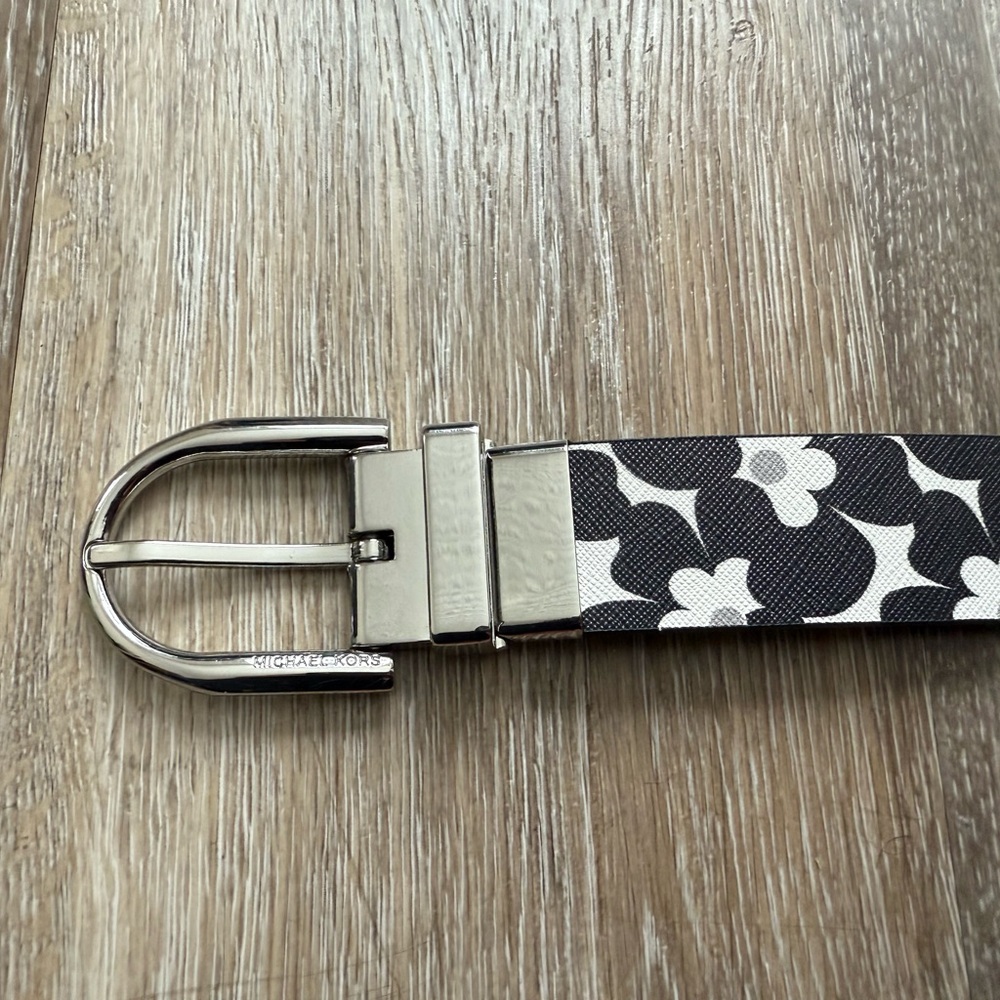 Michael Kors Black and White Floral Belt